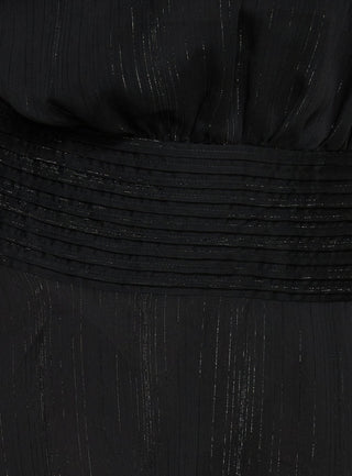 Rozario Chiffon Halter Mini Dress Black  Silver