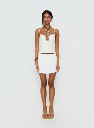 Gigi Linen Blend Skort White