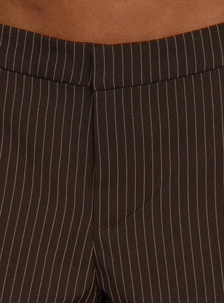 Party Invitations Tailored Shorts Brown Pinstripe