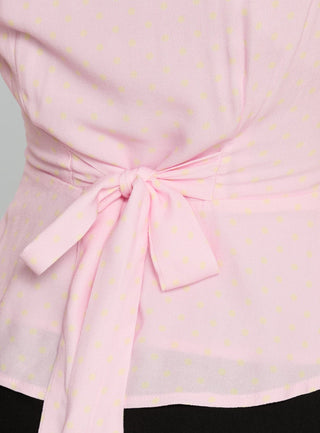 Dalanna Cap Sleeve Top Pink  Lemon Polka