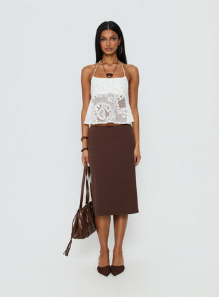 Solenne Sheer Crochet Lace Top White
