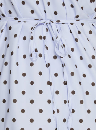 Nellie Mini Dress Blue  Brown Polka Dot