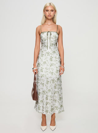 Vasiliki Maxi Dress White  Green Floral