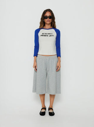 Jet Style Long Sleeve Graphic Raglan Top Blue / White