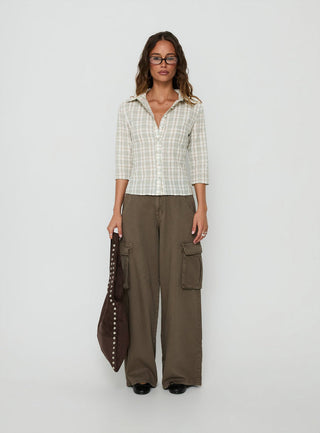 Anni 3/4 Sleeve Top Multi Check