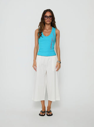Dreamgirl Nightmare Graphic V Neck Tank Blue