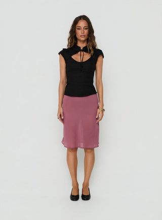 Ellisea Cap Sleeve Tie Detail Top Black