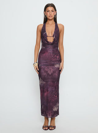 Manaia Cowl Halter Neck Maxi Dress Multi