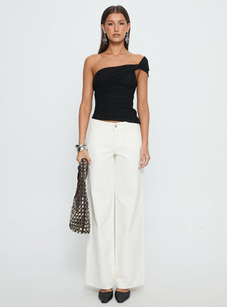 Keandra One Shoulder Top Black