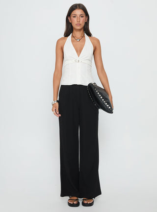 Zailah Halter Buckle Detail Top White