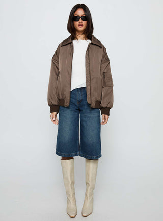 Say Less Bomber Jacket Dark Brown