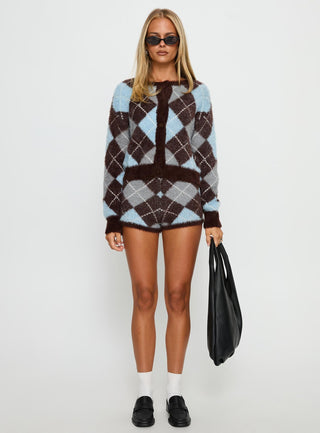 Kenlea Micro Shorts Blue Argyle