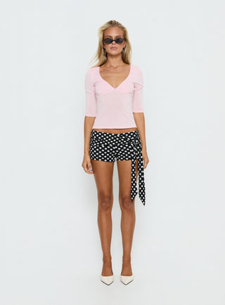 Back To Friends V Neck 34 Sleeve Top Pink
