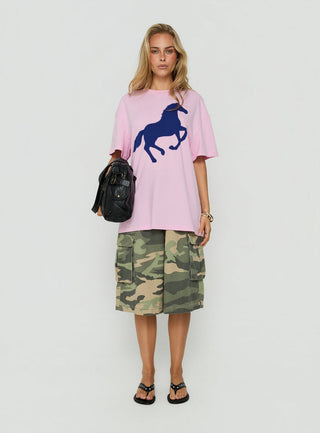 Steely Love Oversized Graphic Tee Washed Pink