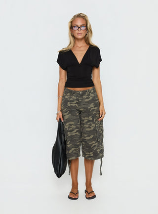 Mattey Cinched V Neck Top Black