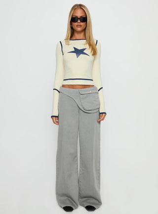 Starshot Long Sleeve Graphic Top Cream