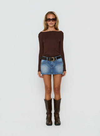 Go Girl Low Rise Studded Mini Skort Mid Blue
