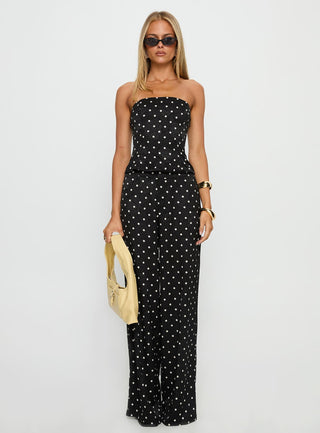 Powdered Sugar Strapless Set Black Polka
