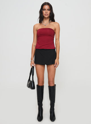 Round The World Strapless Top Burgundy