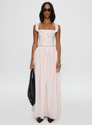 Valerio Maxi Skirt White  Red