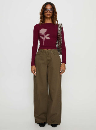 Amabon Top Burgundy Blurred Rose