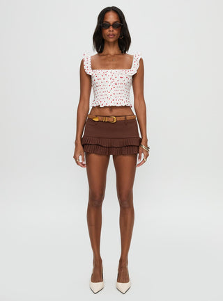 Isadoria Frill Top White  Red Polka
