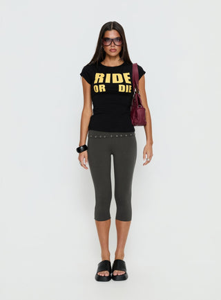 Ride Or Die Graphic Top Black  Yellow