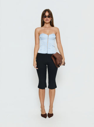 Jazzy Strapless Corset Top Blue  Lemon Polka