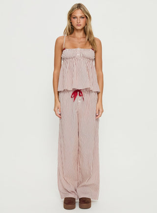 Chill Club Sleep Relaxed Pants Red  White Stripe
