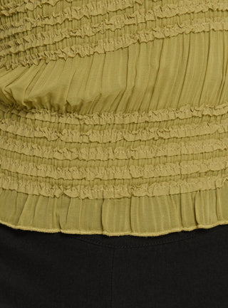 Talyn Cap Sleeve Frill Top Olive