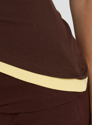 Eustace Off Shoulder Asymmetrical Top Brown  Yellow