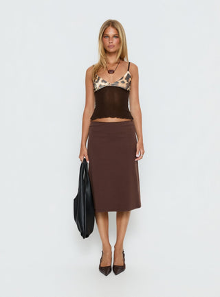Willet Contrast Bust Cami Top Chocolate  Leopard