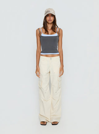 Maeka Layered Jersey Tank Top Grey  Blue