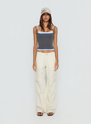 Maeka Layered Jersey Tank Top Grey / Blue