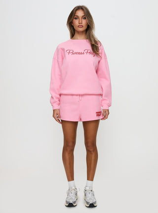 Princess Polly Sweat Short Bubble Text Pink  Red