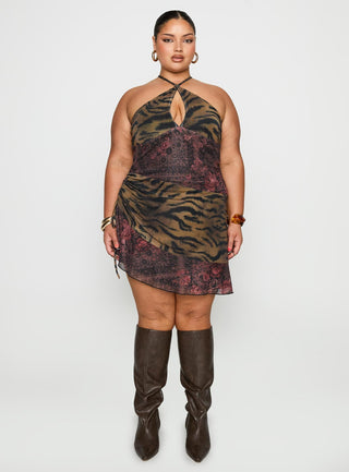 Syrefena Halter Mini Dress Multi Curve