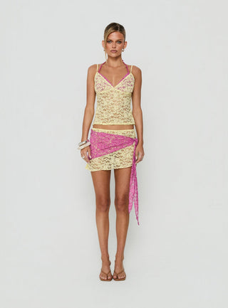 Calya Layered Top Lime / Pink