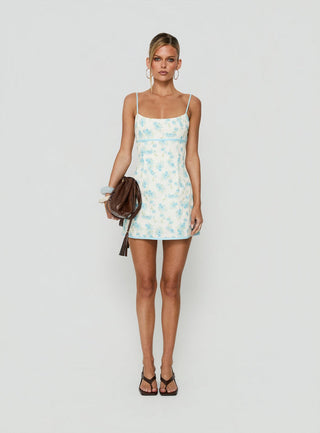 Kylanah Contrast Trim Playsuit Blue Floral