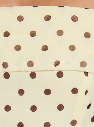 Dalona Strapless Drop Waist Mini Dress Yellow Polka Dot