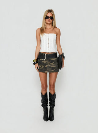 Emryssa Strapless Panelled Corset Top White