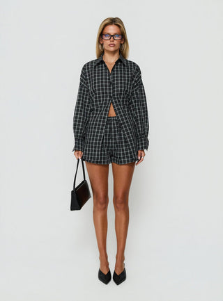 Quiny Long Sleeve Shirt Black Check