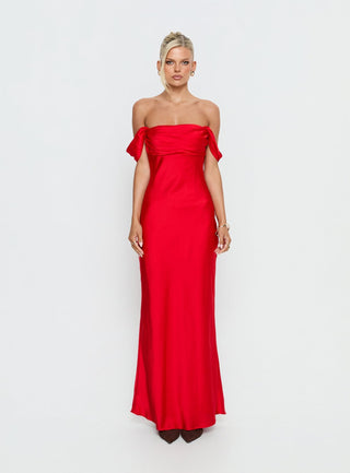Azura Off The Shoulder Maxi Dress Red