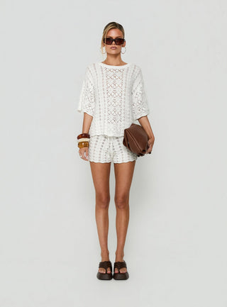 Rheara Knit Short Sleeve Top White