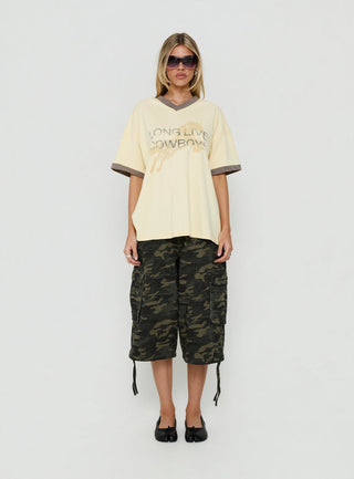 Long Live Cowboys V Neck Tee Butter