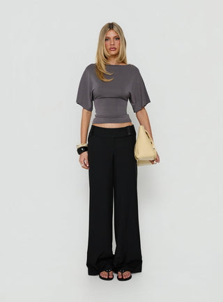 Arazia Cinched Short Sleeve Top Charcoal