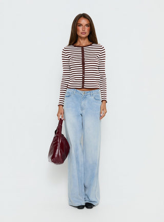 Elcie Button Up Cardigan Brown Stripe