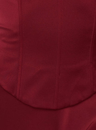 Devotedness Satin Corset Maxi Dress Deep Red