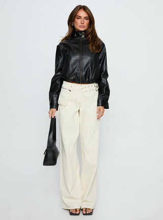 Monay Faux Leather Jacket Black