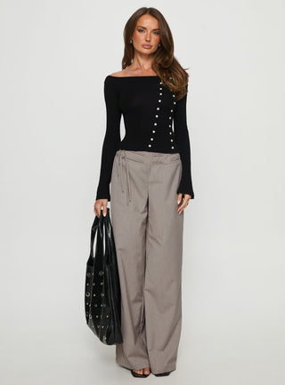 Jillianna Button Detail Off Shoulder Top Black