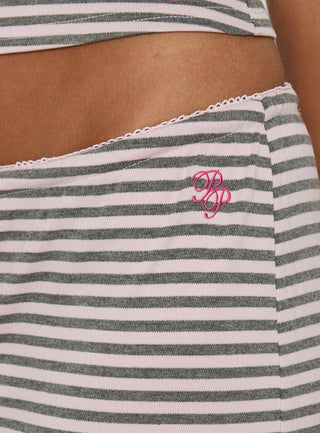 Allice Tie Waist Sleep Pants Pink / Grey Stripe